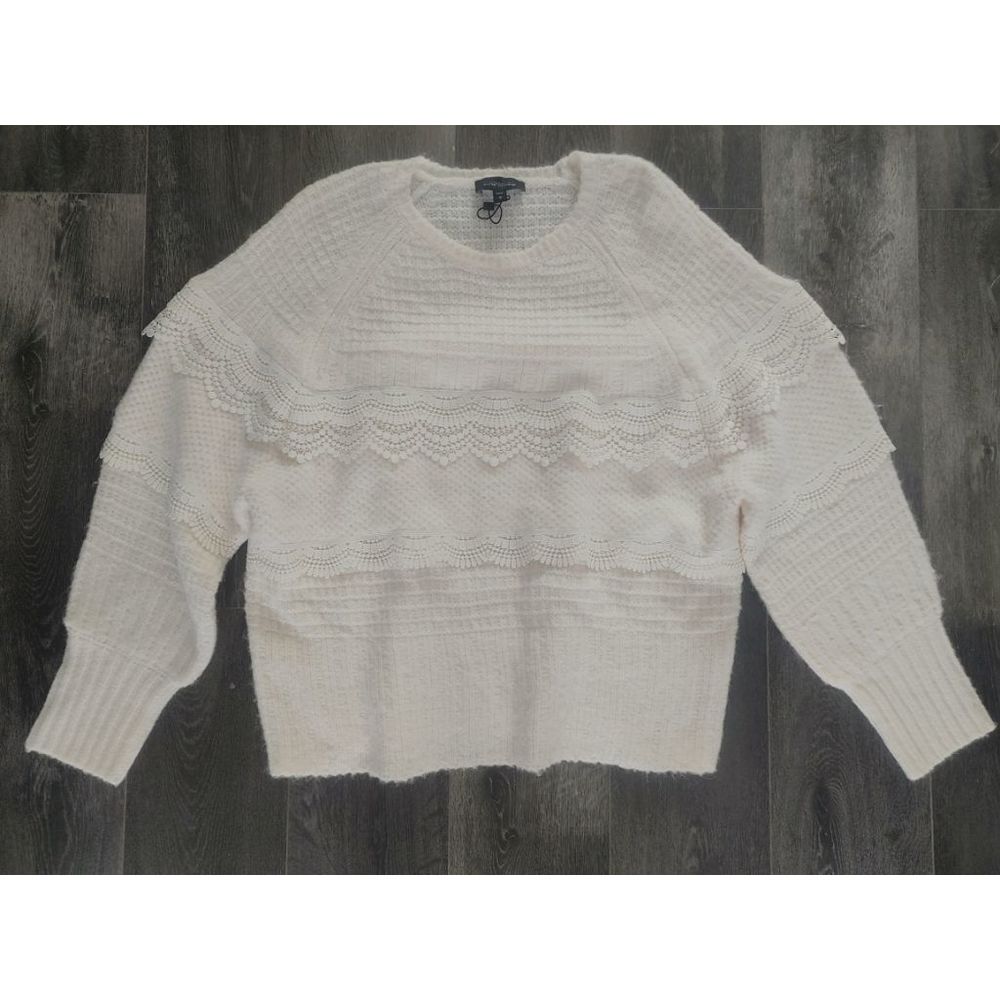 Cream lace cable knit sweater